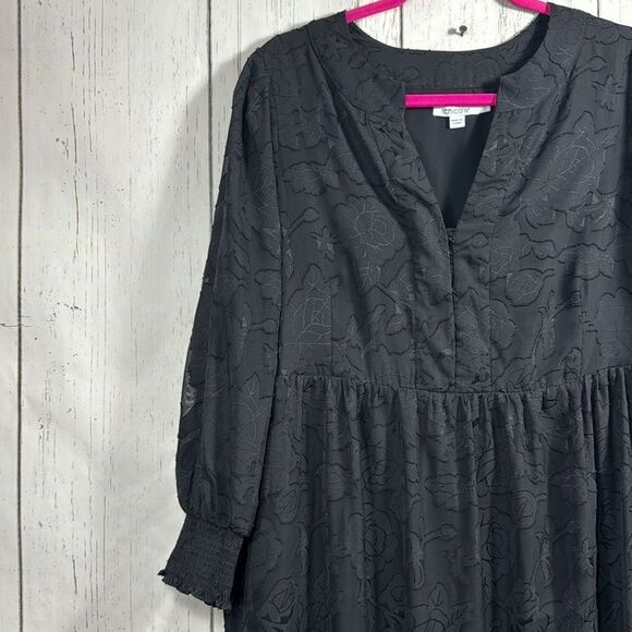 Chicos Black Floral Jacquard Maxi Dress Elegant Romantic Whimsigoth Romantic - Picture 3 of 16